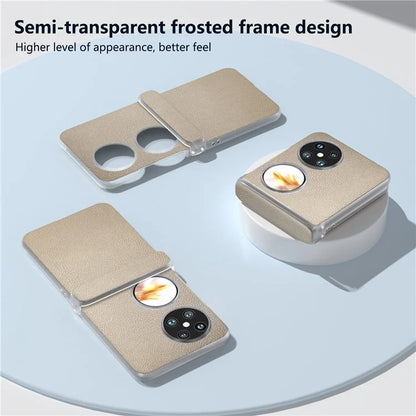 For Huawei Pocket 2 Case Leather+PC Hinge Protection Phone Cover with Clear Matte Edge