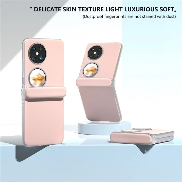For Huawei Pocket 2 Case Leather+PC Hinge Protection Phone Cover with Clear Matte Edge