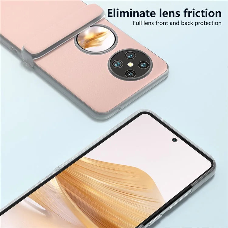 For Huawei Pocket 2 Case Leather+PC Hinge Protection Phone Cover with Clear Matte Edge