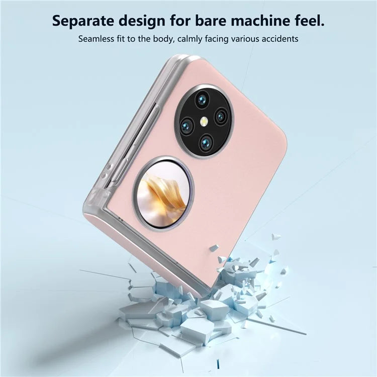 For Huawei Pocket 2 Case Leather+PC Hinge Protection Phone Cover with Clear Matte Edge