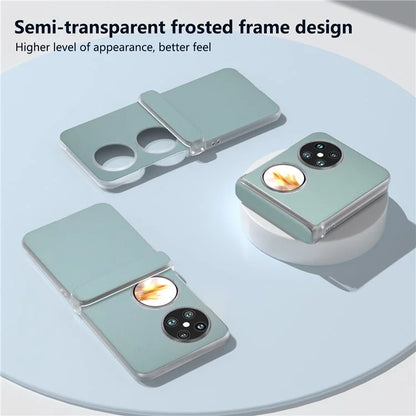For Huawei Pocket 2 Case Leather+PC Hinge Protection Phone Cover with Clear Matte Edge