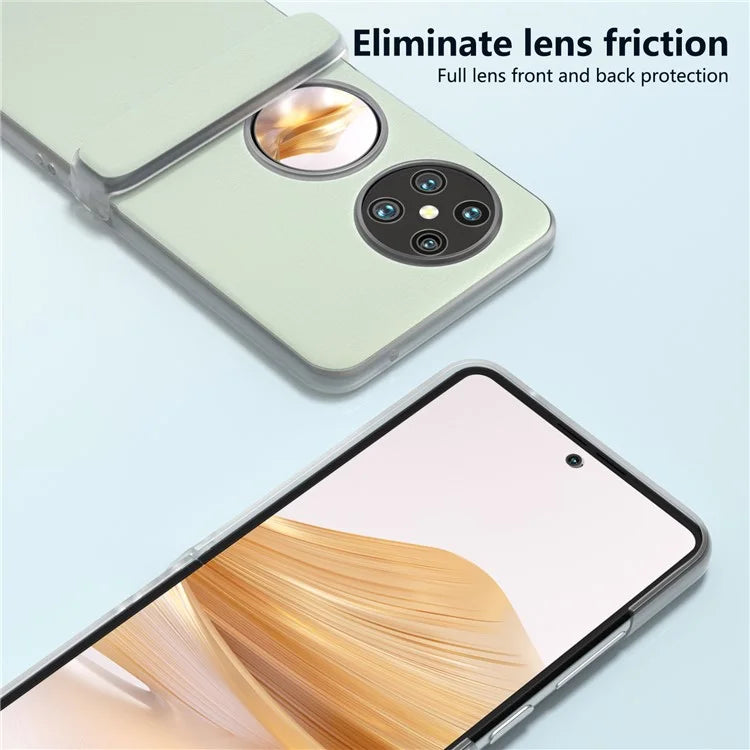 For Huawei Pocket 2 Case Leather+PC Hinge Protection Phone Cover with Clear Matte Edge