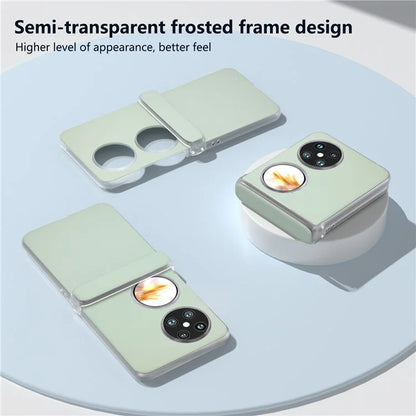 For Huawei Pocket 2 Case Leather+PC Hinge Protection Phone Cover with Clear Matte Edge