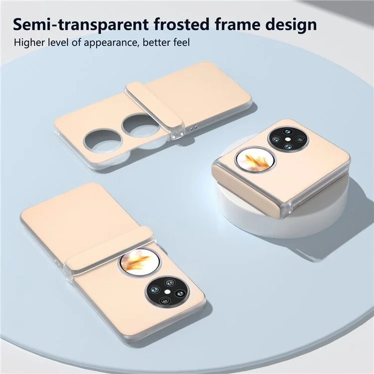 For Huawei Pocket 2 Case Leather+PC Hinge Protection Phone Cover with Clear Matte Edge
