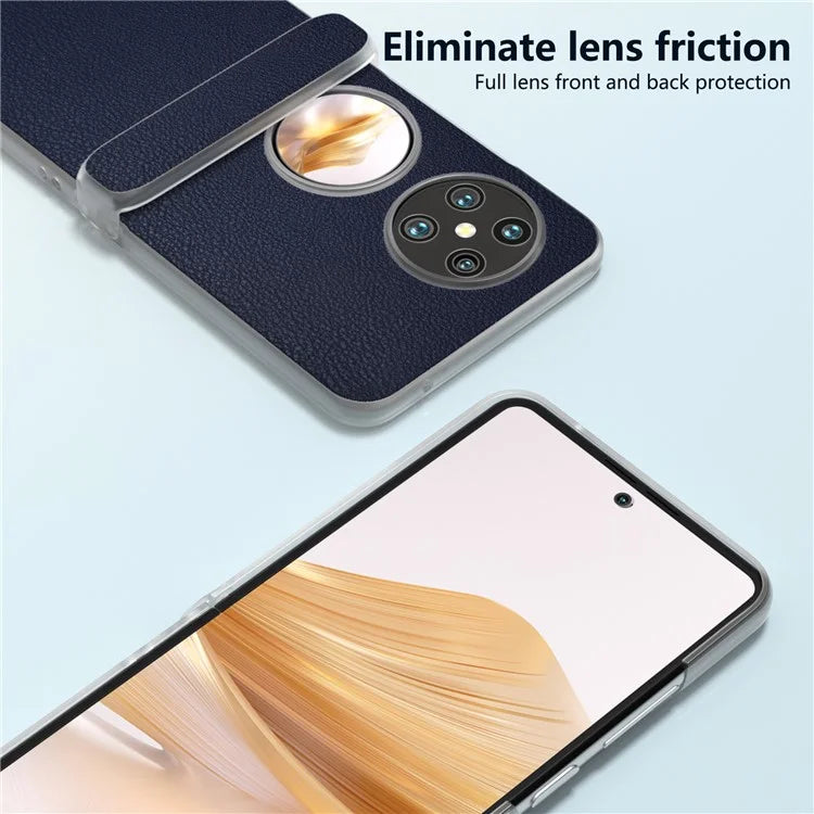 For Huawei Pocket 2 Case Leather+PC Hinge Protection Phone Cover with Clear Matte Edge