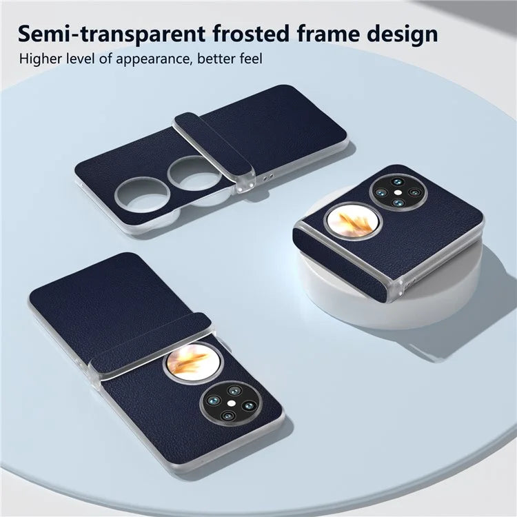For Huawei Pocket 2 Case Leather+PC Hinge Protection Phone Cover with Clear Matte Edge