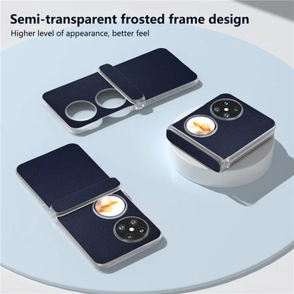 For Huawei Pocket 2 Case Leather+PC Hinge Protection Phone Cover with Clear Matte Edge
