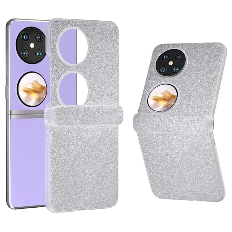 For Huawei Pocket 2 Case Leather+PC Hinge Protection Phone Cover with Clear Matte Edge