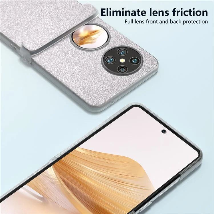For Huawei Pocket 2 Case Leather+PC Hinge Protection Phone Cover with Clear Matte Edge