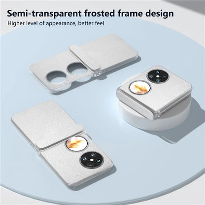 For Huawei Pocket 2 Case Leather+PC Hinge Protection Phone Cover with Clear Matte Edge