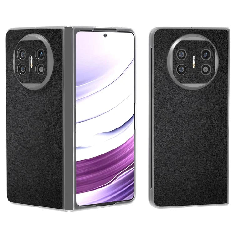 For Huawei Mate X5 Case Leather Coated PC Phone Cover with Clear Matte Edge