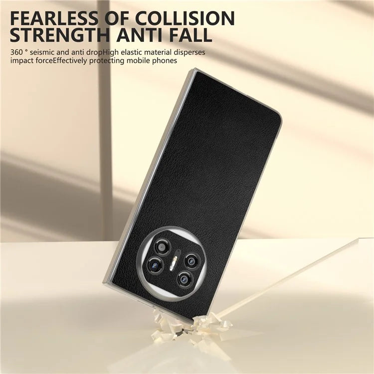 For Huawei Mate X5 Case Leather Coated PC Phone Cover with Clear Matte Edge