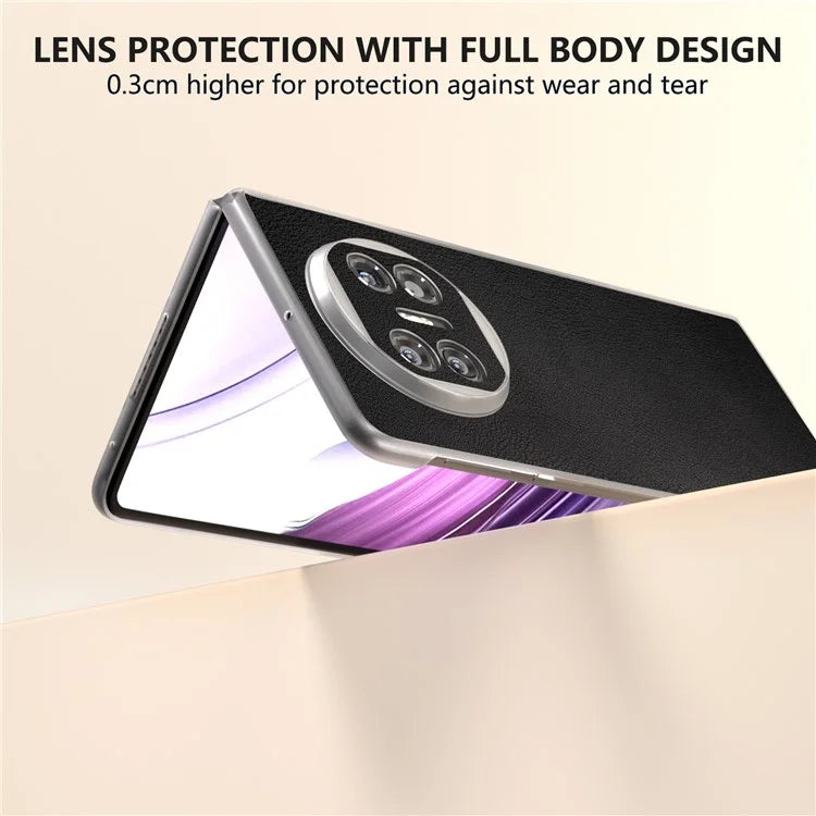 For Huawei Mate X5 Case Leather Coated PC Phone Cover with Clear Matte Edge