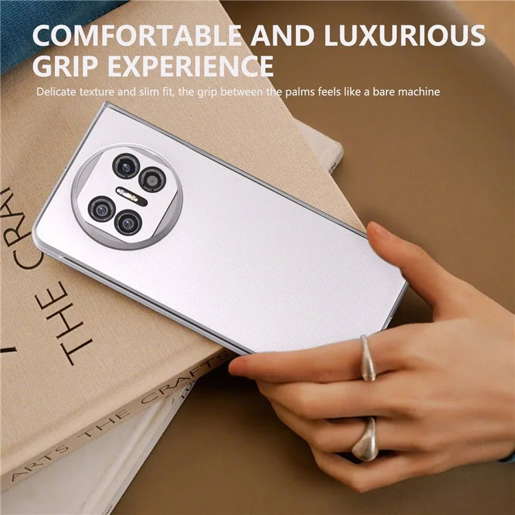 For Huawei Mate X5 Case Leather Coated PC Phone Cover with Clear Matte Edge