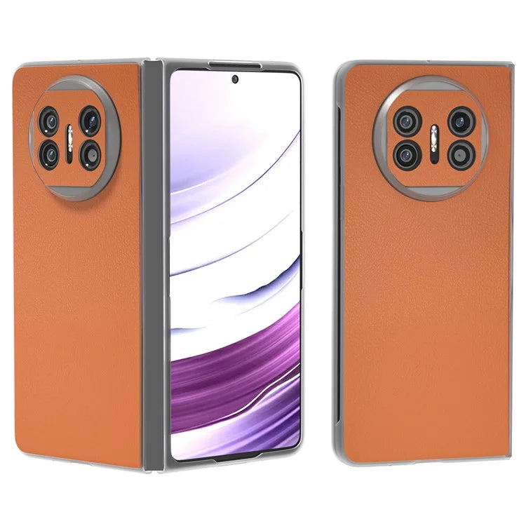 For Huawei Mate X5 Case Leather Coated PC Phone Cover with Clear Matte Edge