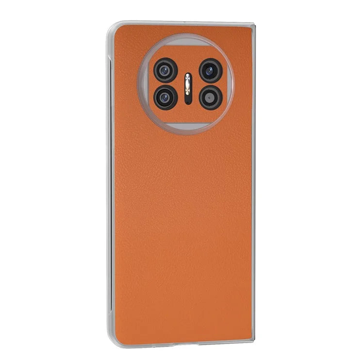 For Huawei Mate X5 Case Leather Coated PC Phone Cover with Clear Matte Edge