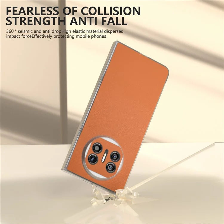 For Huawei Mate X5 Case Leather Coated PC Phone Cover with Clear Matte Edge