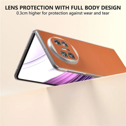 For Huawei Mate X5 Case Leather Coated PC Phone Cover with Clear Matte Edge