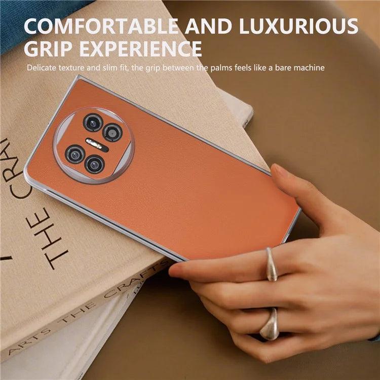 For Huawei Mate X5 Case Leather Coated PC Phone Cover with Clear Matte Edge