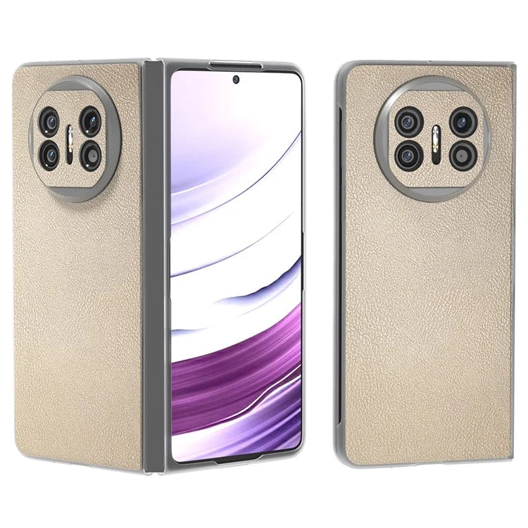 For Huawei Mate X5 Case Leather Coated PC Phone Cover with Clear Matte Edge