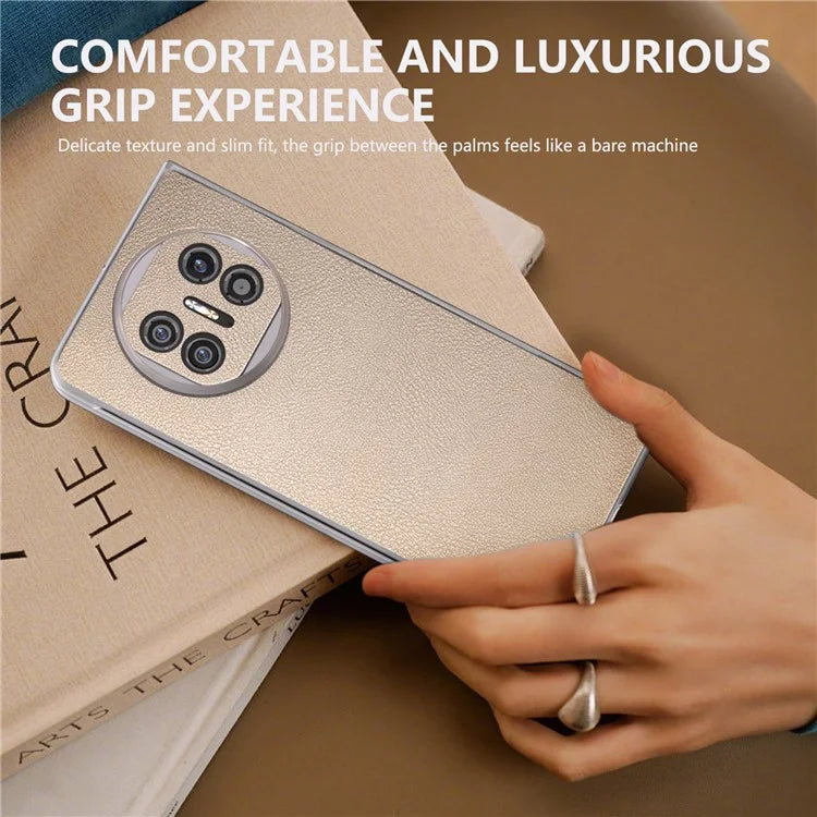 For Huawei Mate X5 Case Leather Coated PC Phone Cover with Clear Matte Edge