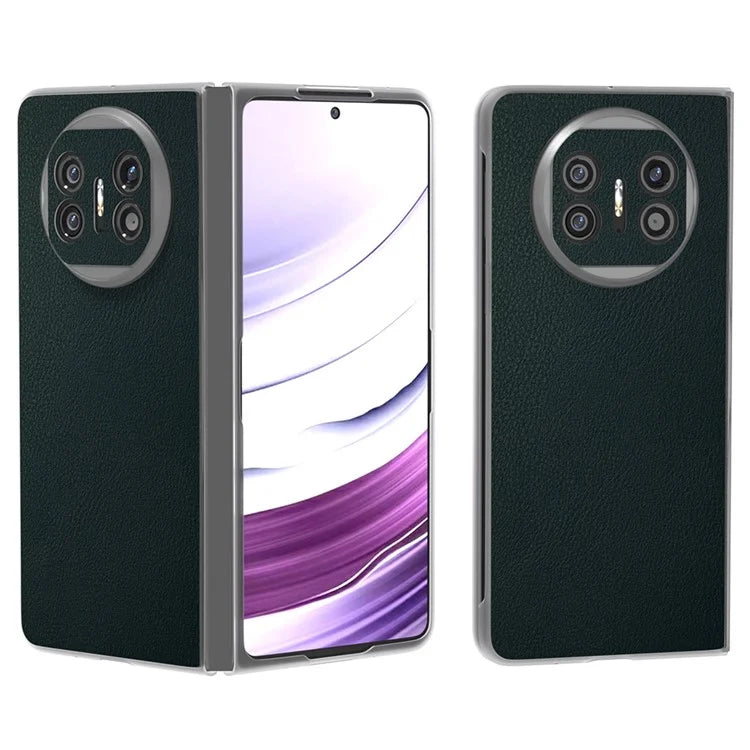 For Huawei Mate X5 Case Leather Coated PC Phone Cover with Clear Matte Edge