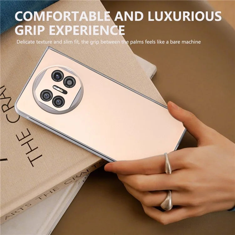 For Huawei Mate X5 Case Leather Coated PC Phone Cover with Clear Matte Edge