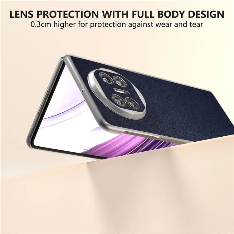 For Huawei Mate X5 Case Leather Coated PC Phone Cover with Clear Matte Edge
