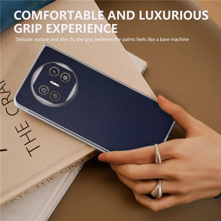 For Huawei Mate X5 Case Leather Coated PC Phone Cover with Clear Matte Edge