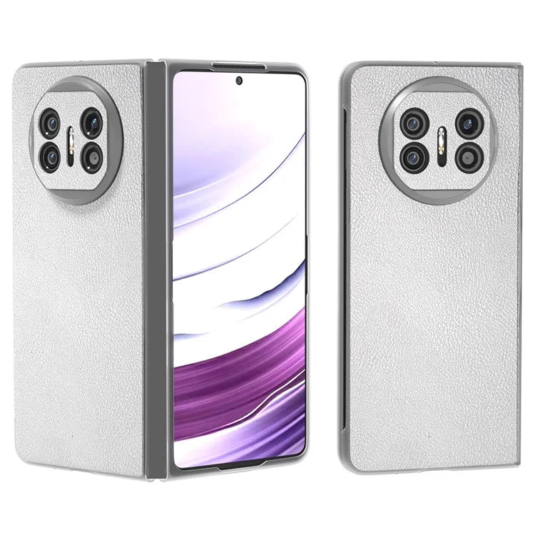 For Huawei Mate X5 Case Leather Coated PC Phone Cover with Clear Matte Edge