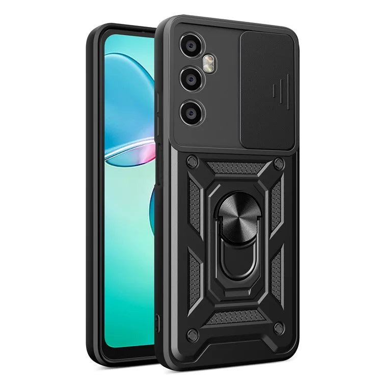 For Realme C65 4G Case PC+TPU Kickstand Phone Protector with Slide Camera Cover