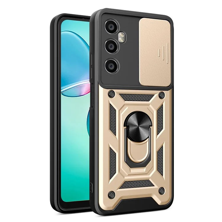 For Realme C65 4G Case PC+TPU Kickstand Phone Protector with Slide Camera Cover