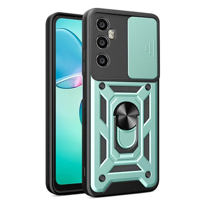 For Realme C65 4G Case PC+TPU Kickstand Phone Protector with Slide Camera Cover