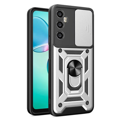 For Realme C65 4G Case PC+TPU Kickstand Phone Protector with Slide Camera Cover