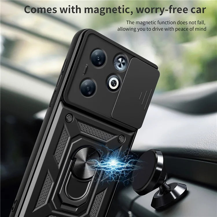 For Infinix Smart 8 Plus Case PC+TPU Phone Cover with Slide Camera Lens Protector