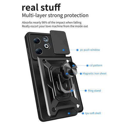 For Infinix Smart 8 Plus Case PC+TPU Phone Cover with Slide Camera Lens Protector