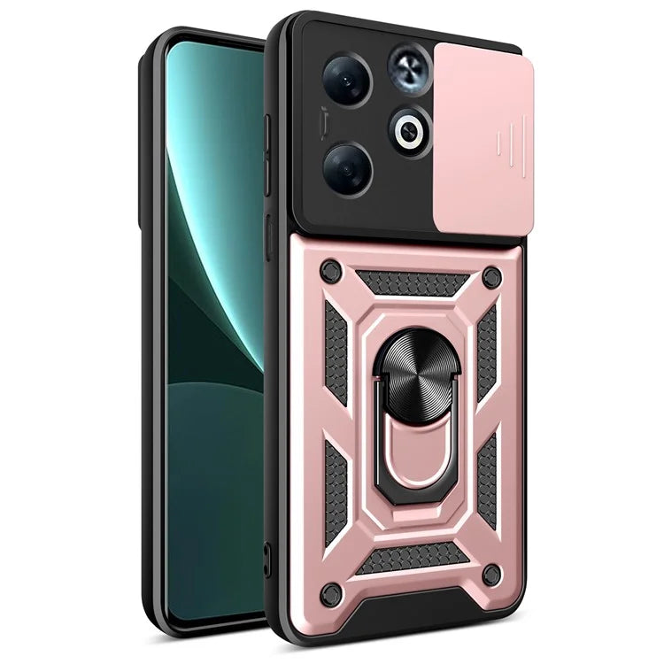 For Infinix Smart 8 Plus Case PC+TPU Phone Cover with Slide Camera Lens Protector