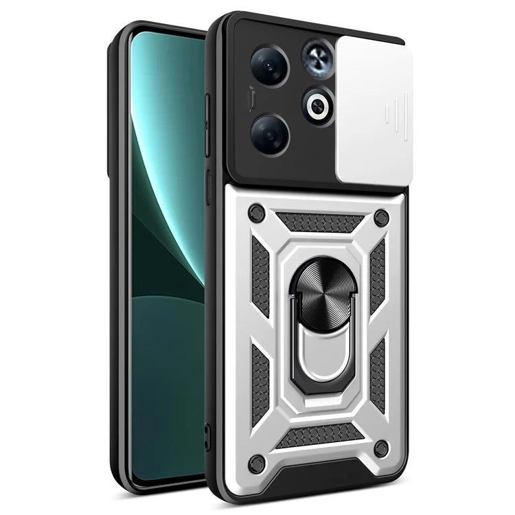 For Infinix Smart 8 Plus Case PC+TPU Phone Cover with Slide Camera Lens Protector