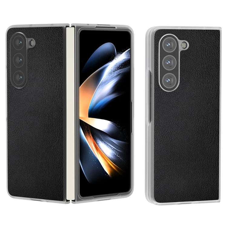 For Samsung Galaxy Z Fold5 5G Case Clear Matte Edge Leather+PC Folding Phone Cover