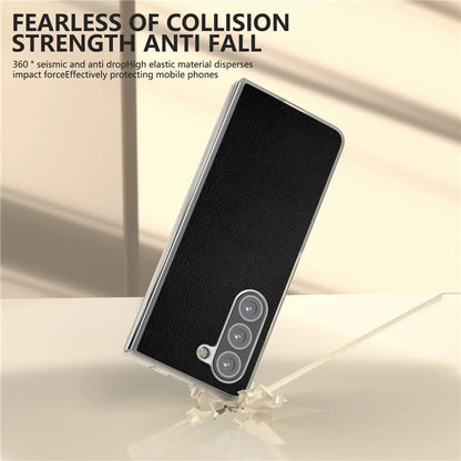 For Samsung Galaxy Z Fold5 5G Case Clear Matte Edge Leather+PC Folding Phone Cover