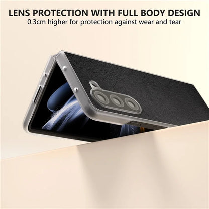 For Samsung Galaxy Z Fold5 5G Case Clear Matte Edge Leather+PC Folding Phone Cover