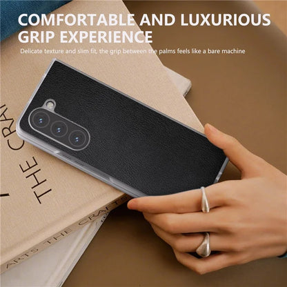 For Samsung Galaxy Z Fold5 5G Case Clear Matte Edge Leather+PC Folding Phone Cover