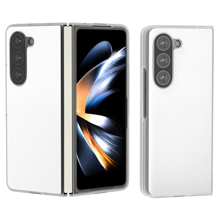 For Samsung Galaxy Z Fold5 5G Case Clear Matte Edge Leather+PC Folding Phone Cover