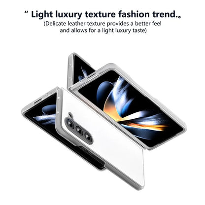 For Samsung Galaxy Z Fold5 5G Case Clear Matte Edge Leather+PC Folding Phone Cover