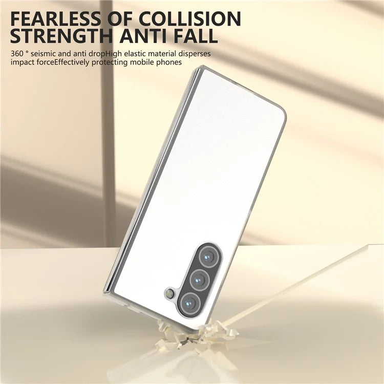 For Samsung Galaxy Z Fold5 5G Case Clear Matte Edge Leather+PC Folding Phone Cover