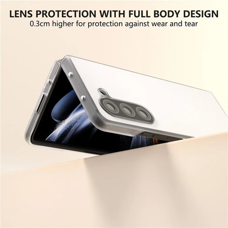 For Samsung Galaxy Z Fold5 5G Case Clear Matte Edge Leather+PC Folding Phone Cover