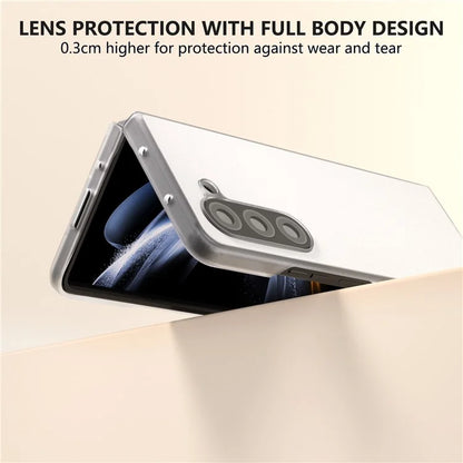 For Samsung Galaxy Z Fold5 5G Case Clear Matte Edge Leather+PC Folding Phone Cover