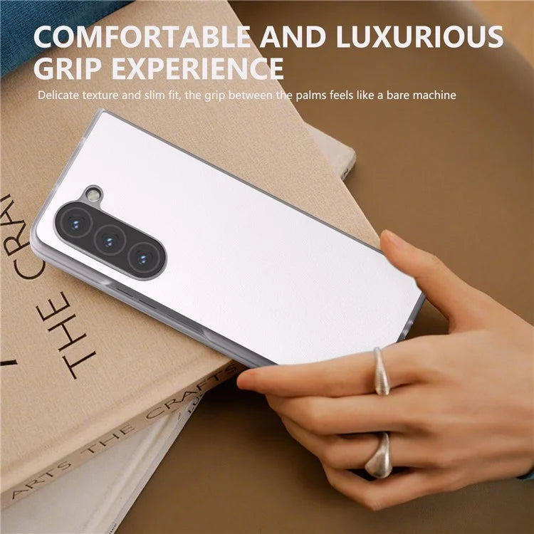 For Samsung Galaxy Z Fold5 5G Case Clear Matte Edge Leather+PC Folding Phone Cover