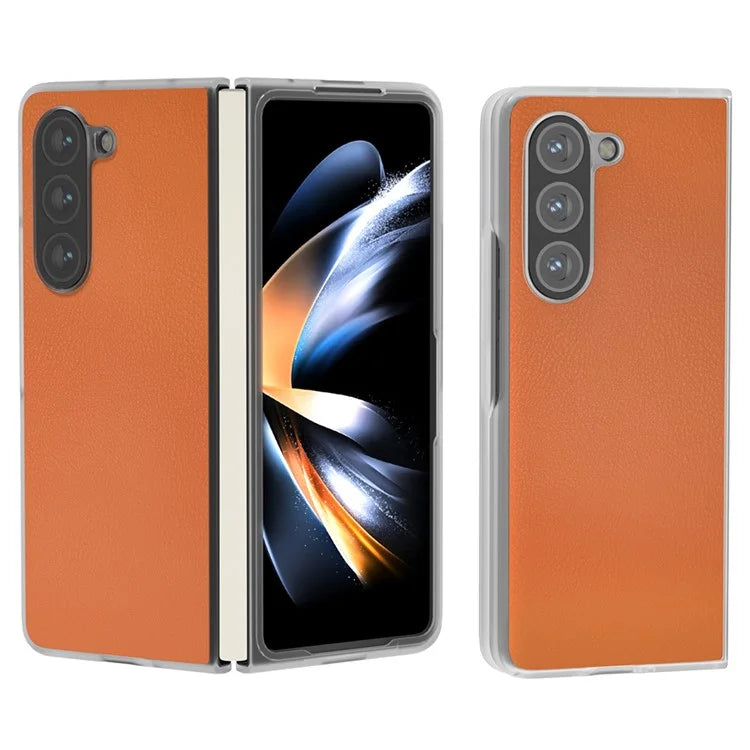 For Samsung Galaxy Z Fold5 5G Case Clear Matte Edge Leather+PC Folding Phone Cover