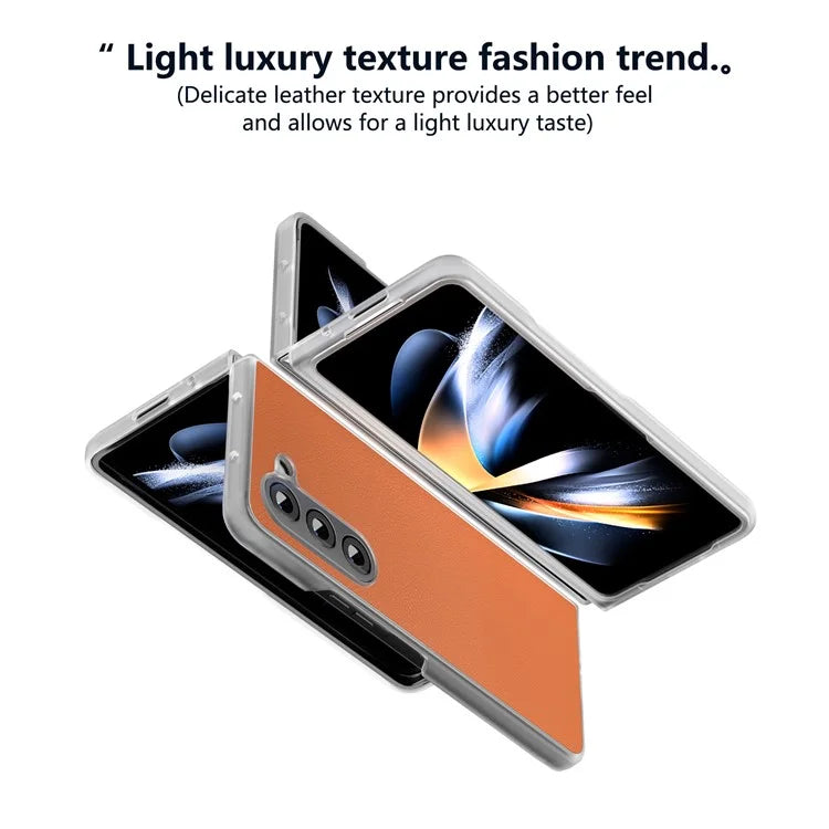 For Samsung Galaxy Z Fold5 5G Case Clear Matte Edge Leather+PC Folding Phone Cover